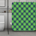 Green Blue And White Plaid Pattern Print Polyester Shower Curtain