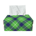 Green Blue And White Plaid Pattern Print Rectangle Tissue Box Cover