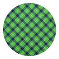 Green Blue And White Plaid Pattern Print Round Blanket