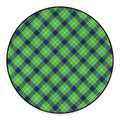 Green Blue And White Plaid Pattern Print Round Floor Mat
