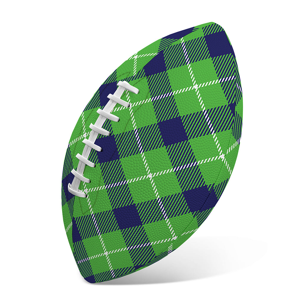 Green Blue And White Plaid Pattern Print Rugby Ball