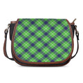 Green Blue And White Plaid Pattern Print Saddle Bag