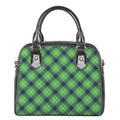 Green Blue And White Plaid Pattern Print Shoulder Handbag