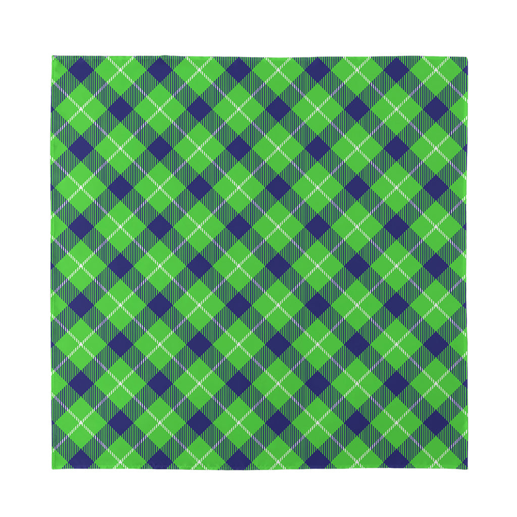 Green Blue And White Plaid Pattern Print Silk Bandana