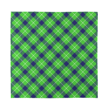 Green Blue And White Plaid Pattern Print Silk Bandana