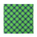 Green Blue And White Plaid Pattern Print Silk Bandana