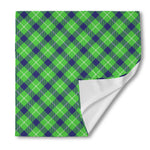 Green Blue And White Plaid Pattern Print Silk Bandana