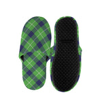 Green Blue And White Plaid Pattern Print Slippers