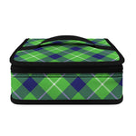 Green Blue And White Plaid Pattern Print Small Lunch Bag