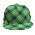 Green Blue And White Plaid Pattern Print Snapback Cap