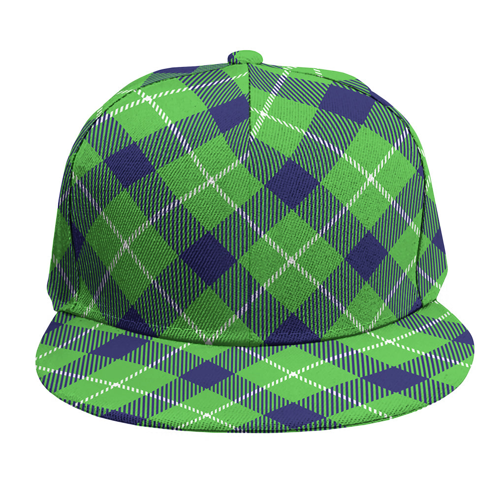 Green Blue And White Plaid Pattern Print Snapback Cap
