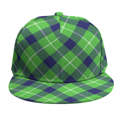 Green Blue And White Plaid Pattern Print Snapback Cap