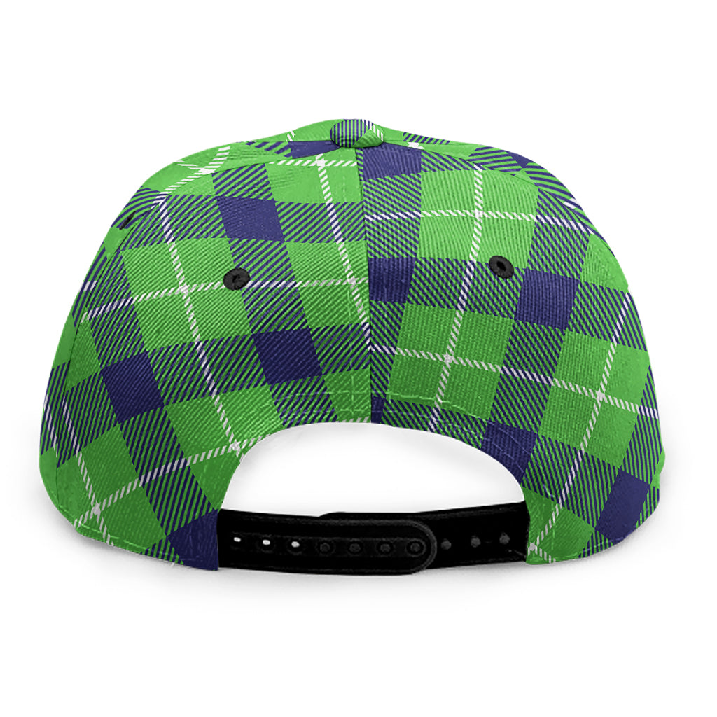Green Blue And White Plaid Pattern Print Snapback Cap