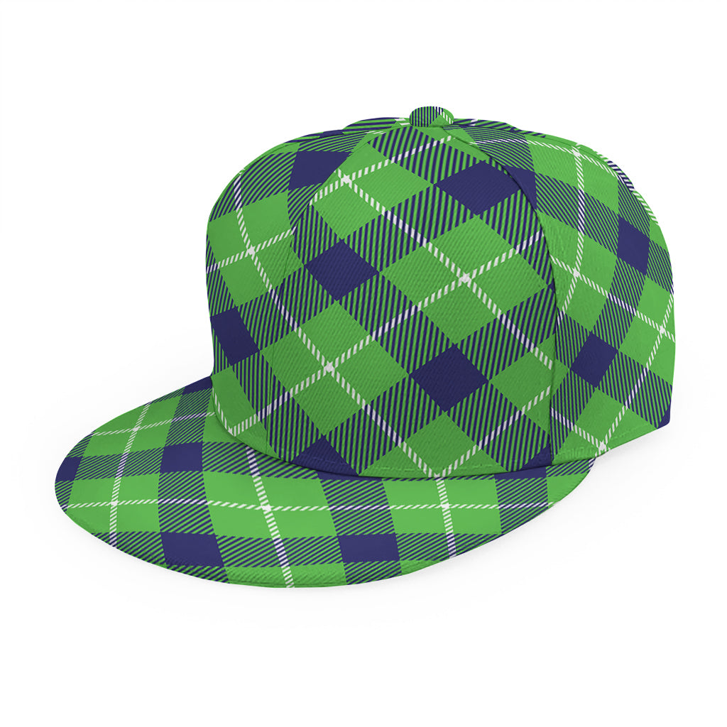 Green Blue And White Plaid Pattern Print Snapback Cap