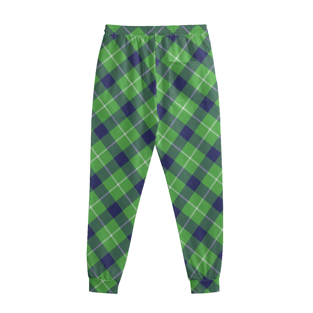 Green Blue And White Plaid Pattern Print Sweatpants