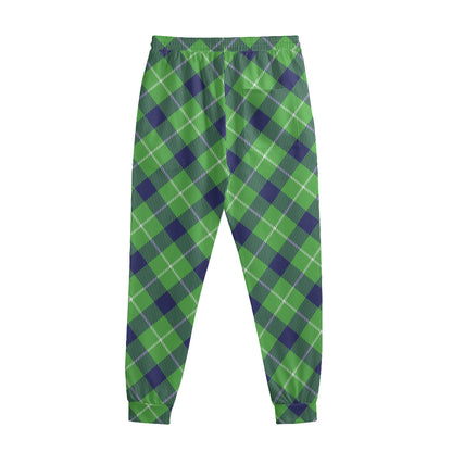 Green Blue And White Plaid Pattern Print Sweatpants