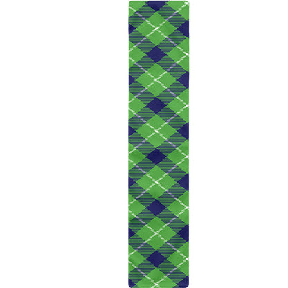 Green Blue And White Plaid Pattern Print Table Runner