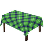 Green Blue And White Plaid Pattern Print Tablecloth