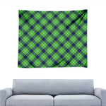 Green Blue And White Plaid Pattern Print Tapestry
