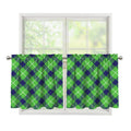 Green Blue And White Plaid Pattern Print Tier Curtains