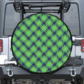 Green Blue And White Plaid Pattern Print Tire Cover