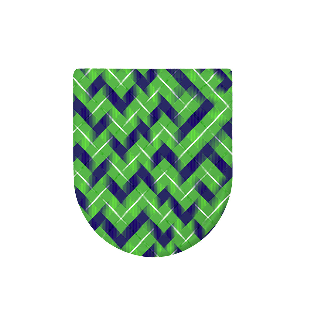 Green Blue And White Plaid Pattern Print Toilet Lid Cover