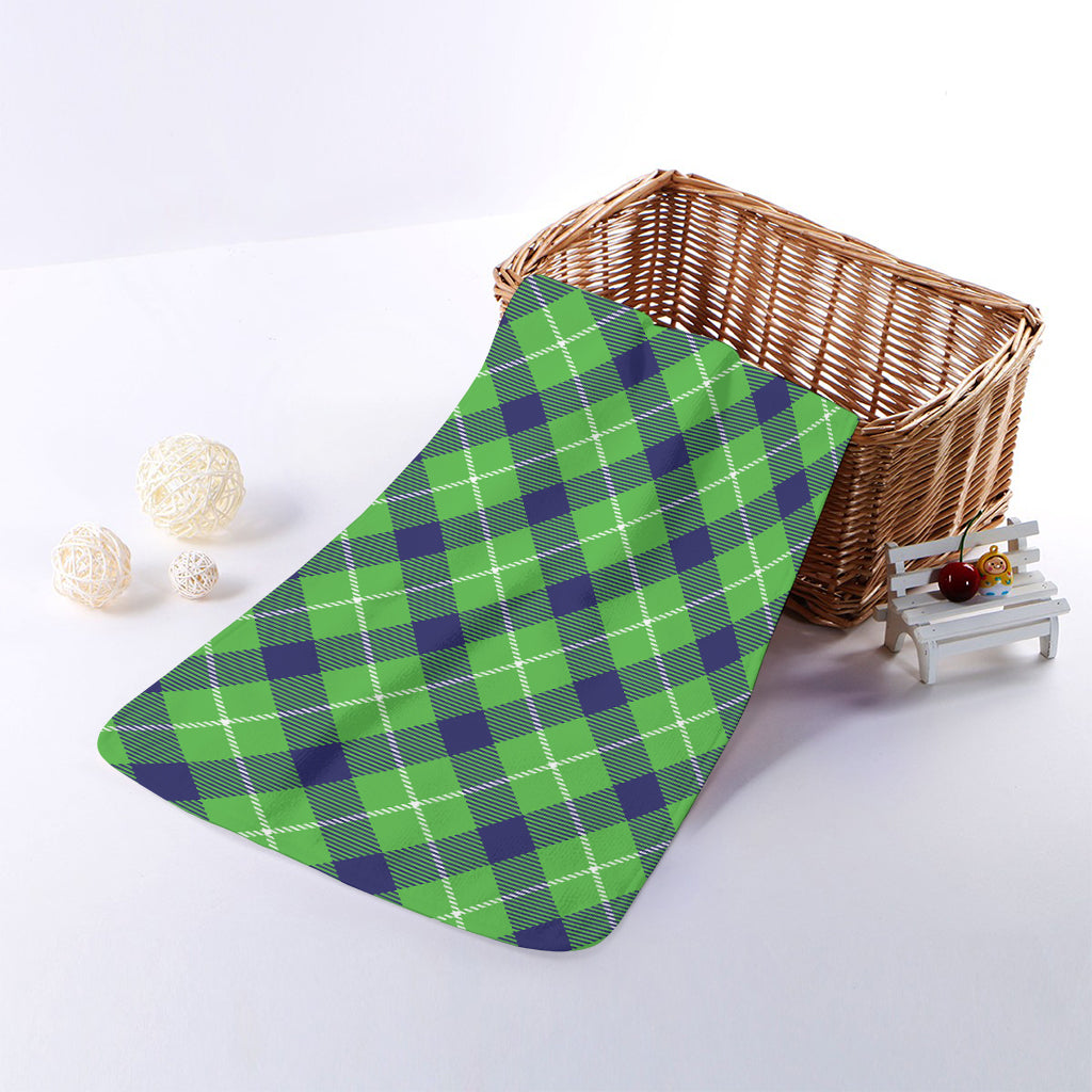 Green Blue And White Plaid Pattern Print Towel