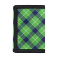Green Blue And White Plaid Pattern Print Trifold Wallet
