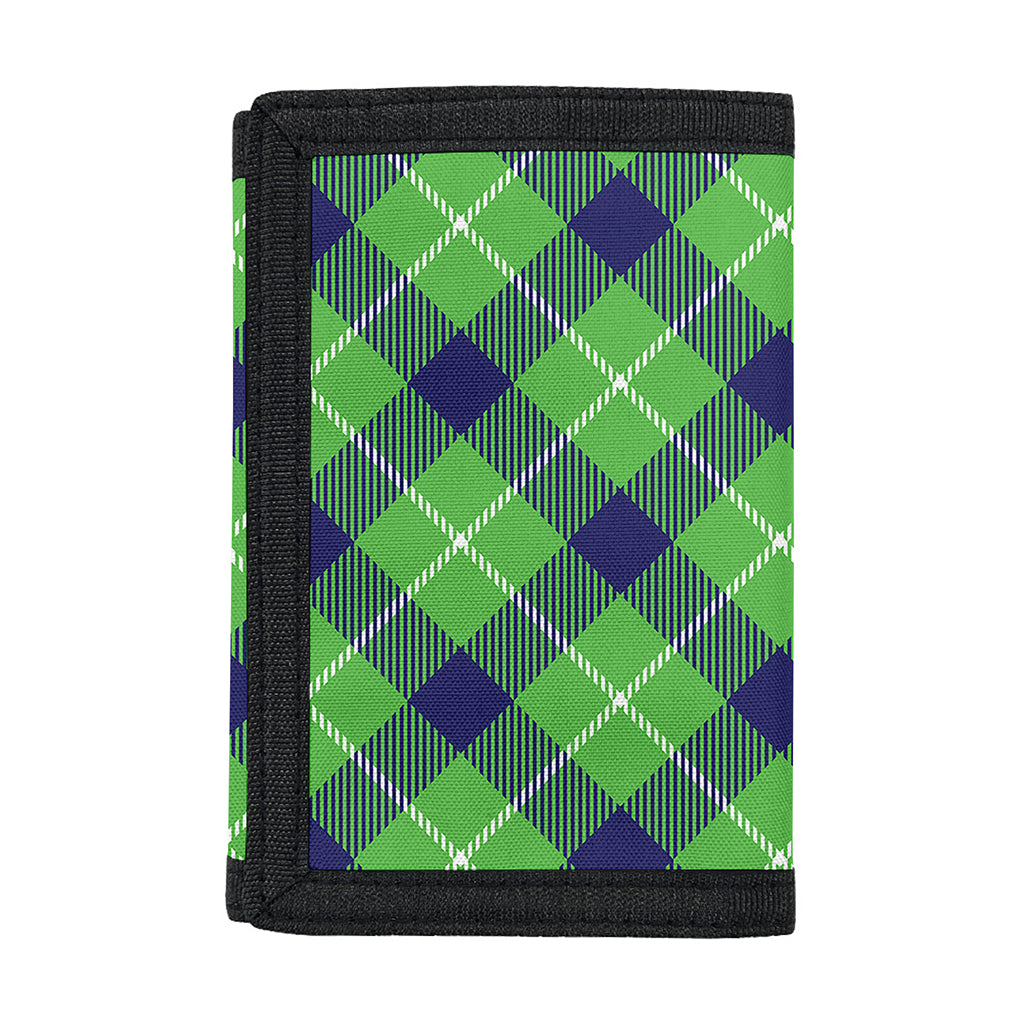 Green Blue And White Plaid Pattern Print Trifold Wallet