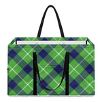 Green Blue And White Plaid Pattern Print Utility Tote Bag