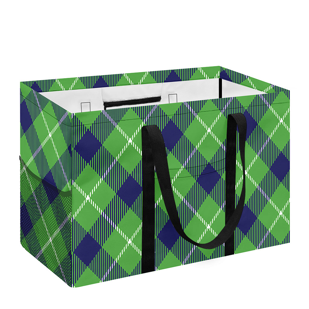 Green Blue And White Plaid Pattern Print Utility Tote Bag
