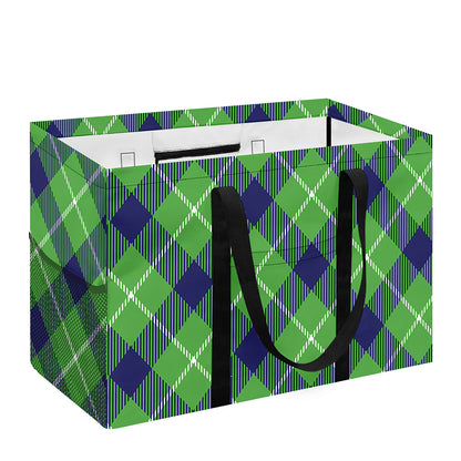Green Blue And White Plaid Pattern Print Utility Tote Bag