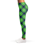 Green Blue And White Plaid Pattern Print Women's Leggings