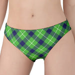 Green Blue And White Plaid Pattern Print Women's Panties