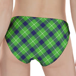 Green Blue And White Plaid Pattern Print Women's Panties
