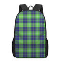 Green Blue And White Tartan Print 17 Inch Backpack