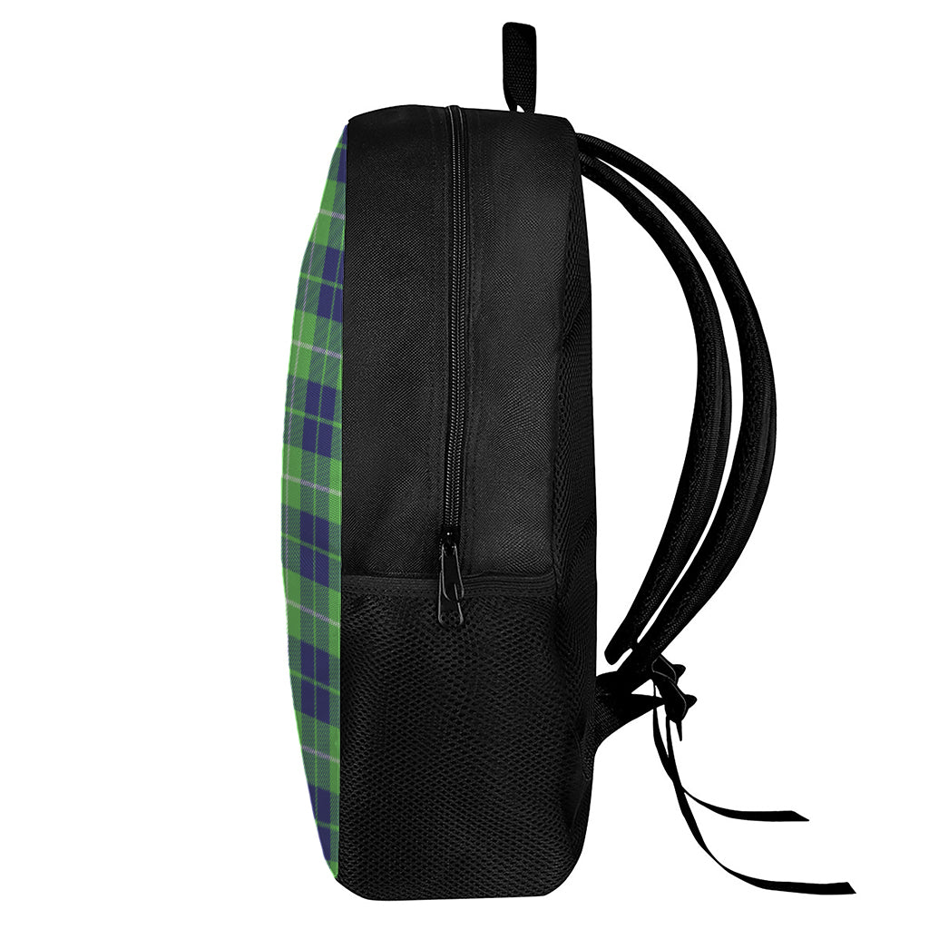 Green Blue And White Tartan Print 17 Inch Backpack
