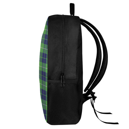 Green Blue And White Tartan Print 17 Inch Backpack