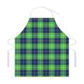 Green Blue And White Tartan Print Adjustable Apron