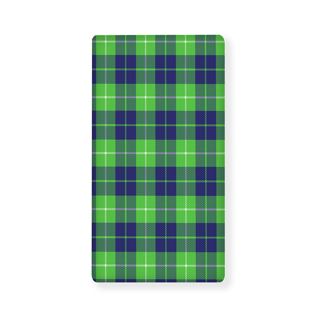 Green Blue And White Tartan Print Baby Crib Sheet