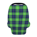 Green Blue And White Tartan Print Baby Seat Cover