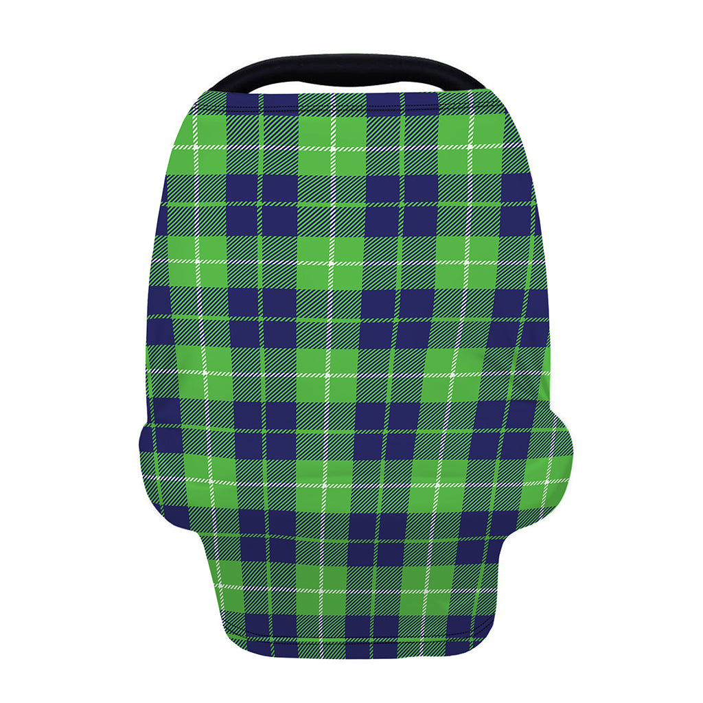 Green Blue And White Tartan Print Baby Seat Cover