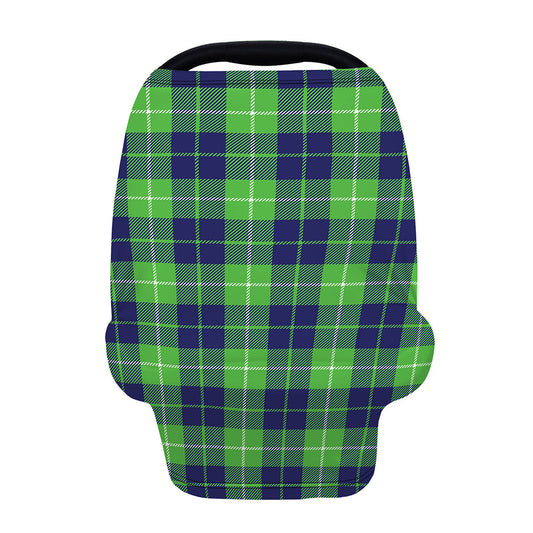 Green Blue And White Tartan Print Baby Seat Cover