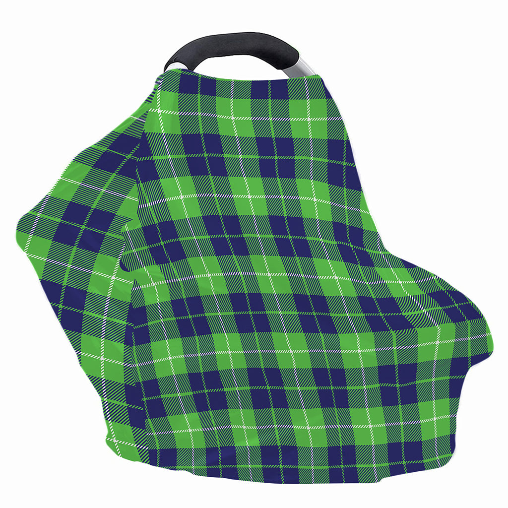 Green Blue And White Tartan Print Baby Seat Cover