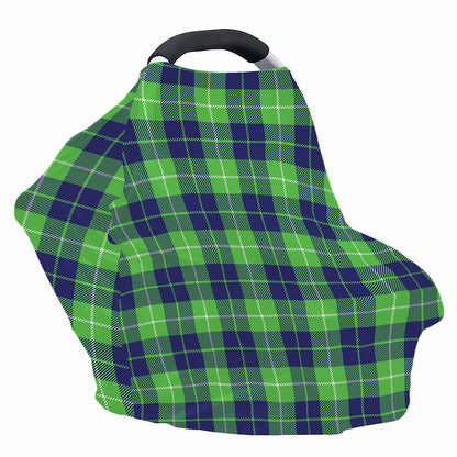 Green Blue And White Tartan Print Baby Seat Cover