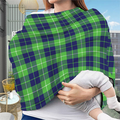 Green Blue And White Tartan Print Baby Seat Cover