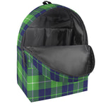 Green Blue And White Tartan Print Backpack