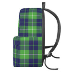 Green Blue And White Tartan Print Backpack