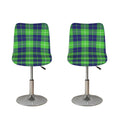 Green Blue And White Tartan Print Bar Stool Covers