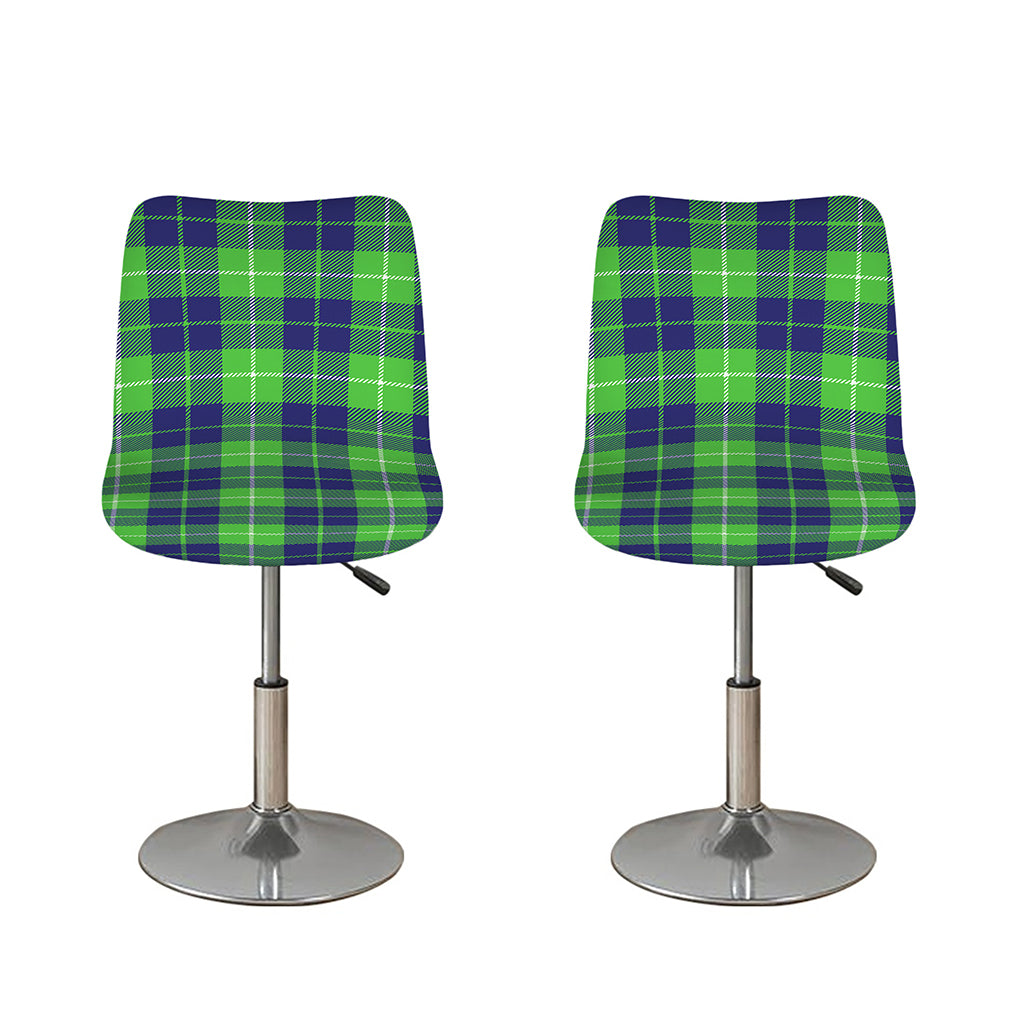 Green Blue And White Tartan Print Bar Stool Covers